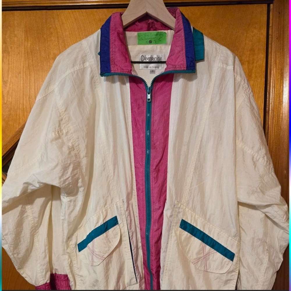 Cambridge 80s 90s Windbreaker Jacket Colorful Vtg Retro